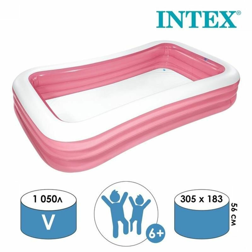 Бассейн надувной Intex 58487 305х183х56 см / Прямоугольный трехсекционный бассейн Интекс семейный большой для дачи и отдыха