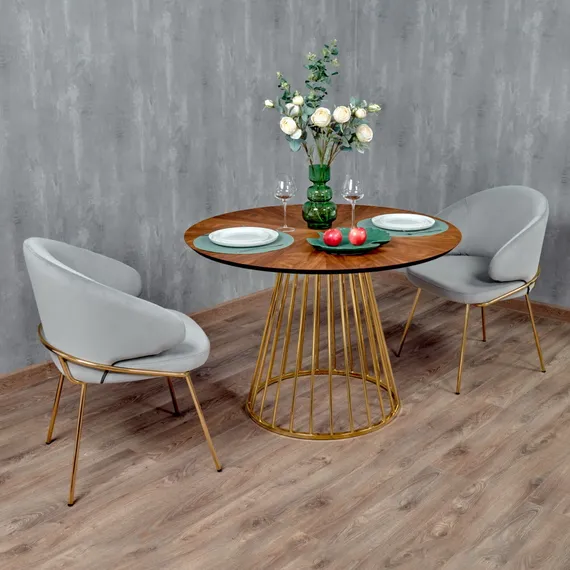 Стул Lime, серый микровелюр с золотыми ножками