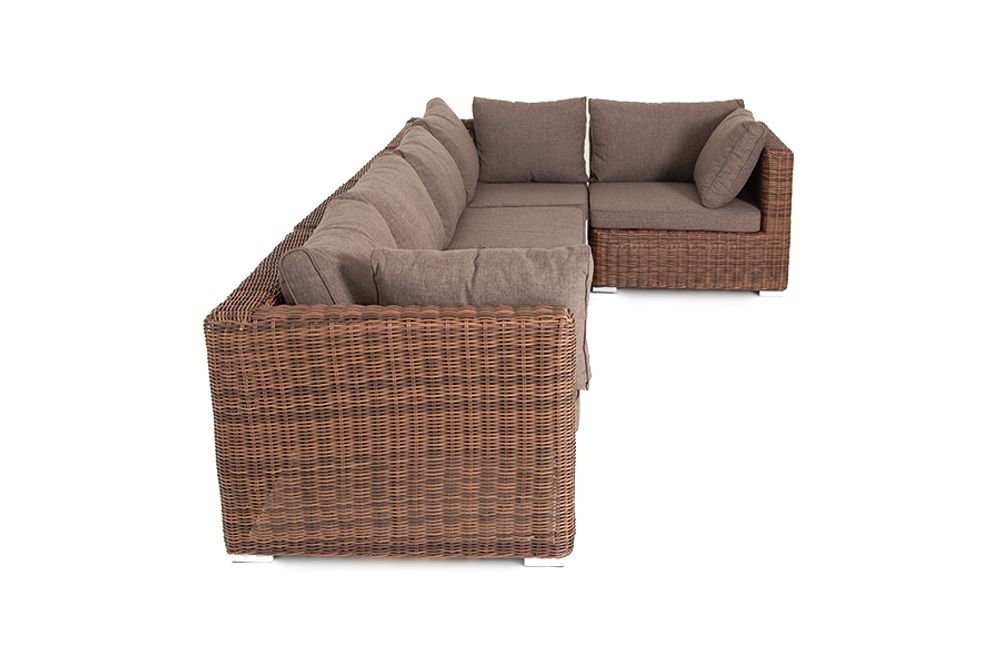 "Лунго" трансформирующийся диван из искусственного ротанга, цвет коричневый