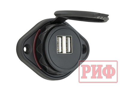 Розетка USB 3,1А накладное крепление, красная подсветка