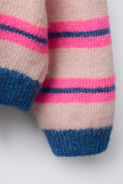 ZARA СВИТЕР В ФЛУОРЕСЦЕНТНУЮ ПОЛОСКУ С ВЫШИТЫМ СЕРДЦЕМ, НЕОНОВЫЙ РОЗОВЫЙ