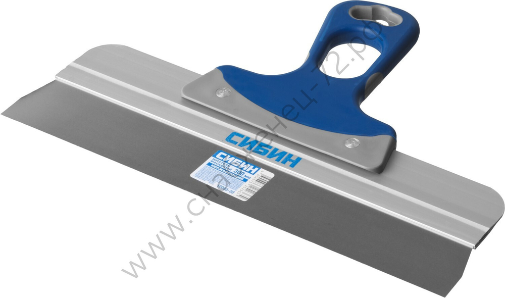 СИБИН 300 мм, усиленный, алюминиевая направляющая, 2к ручка, нержавеющий, Фасадный шпатель (10085-30)