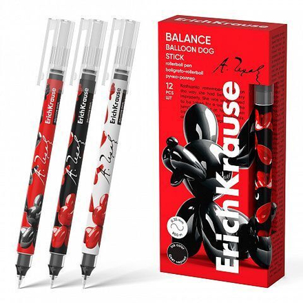 Ручка роллер ErichKrause Balance Stick Balloon Dog черная, 0,5мм
