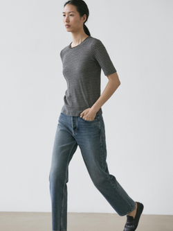 Massimo Dutti Футболка в полоску с короткими рукавами, серый