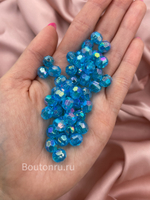 Бусины  акриловые гранёные круглые голубые 500 грамм (±5гр)