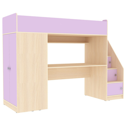 Кровать-чердак КарИВи Л-Ф606.3 75х190  Дуб Молочный Ирис