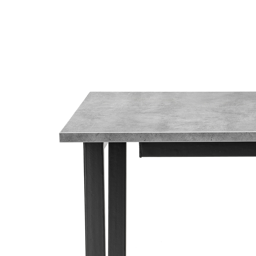 Стол деревянный Woodville Лота Лофт 120(160)х75 черный матовый, бетон светлый, ножки черные
