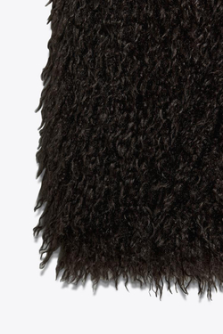 ZARA ЖИЛЕТ ИЗ ИСКУССТВЕННОГО МЕХА, КОРИЧНЕВЫЙ