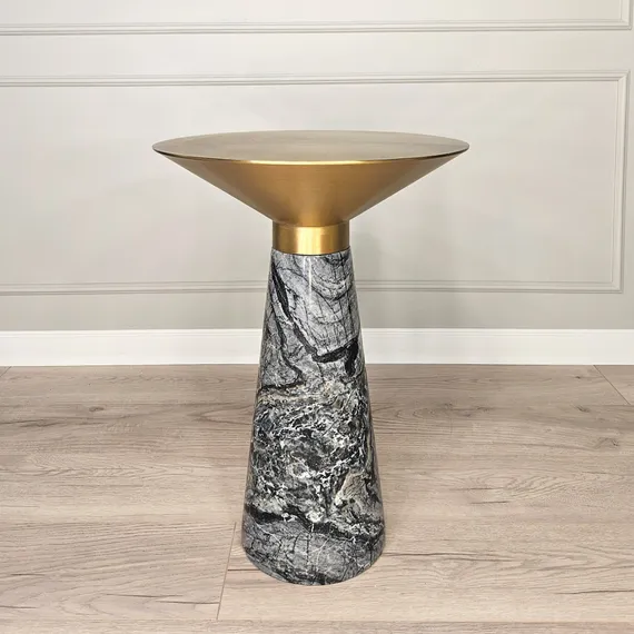 Журнальный столик Iris, Ø45х60 см, мрамор, латунь