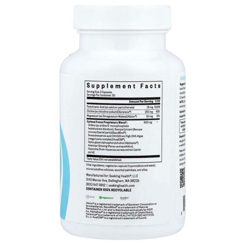 Seeking Health, Optimal Focus, 90 капсул