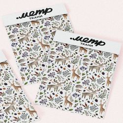 Ткань лен лось олень детские иллюстрации