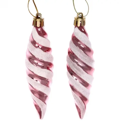 Ёлочные игрушки «Таинственное очарование» Сосульки 10 см (набор 2шт), розовое золото