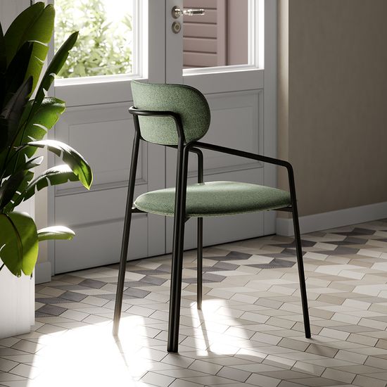 Стул ror, round, рогожка, черный/зеленый