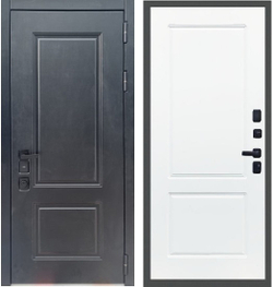 Входная металлическая дверь Рекс 17 Черный кварц / ФЛ-117 Силк сноу (белый матовый, без текстуры)