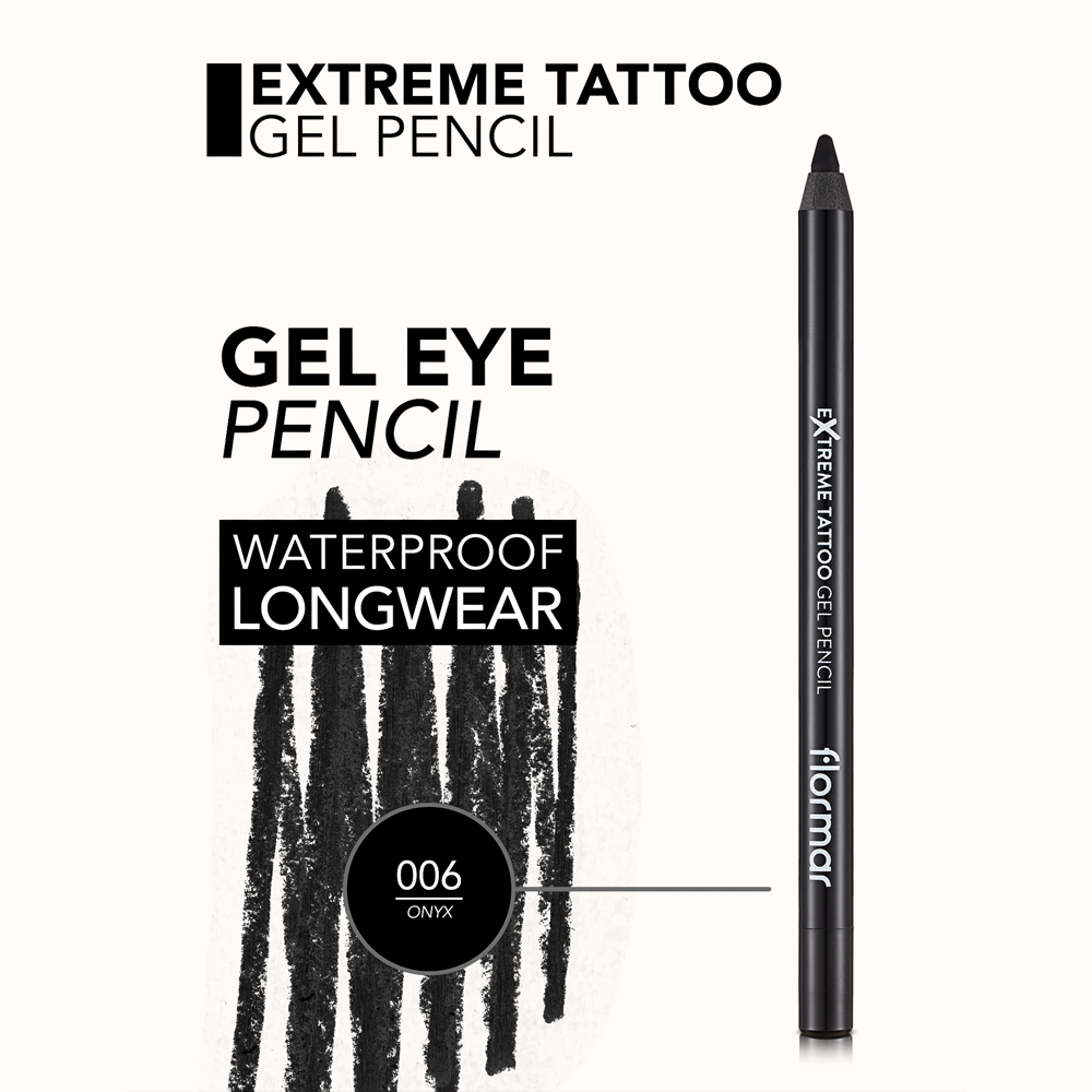flormar Extreme Tattoo Gel Pencil - Водостойкий гелевый карандаш для глаз оттенок 06 Onyx, 1 g