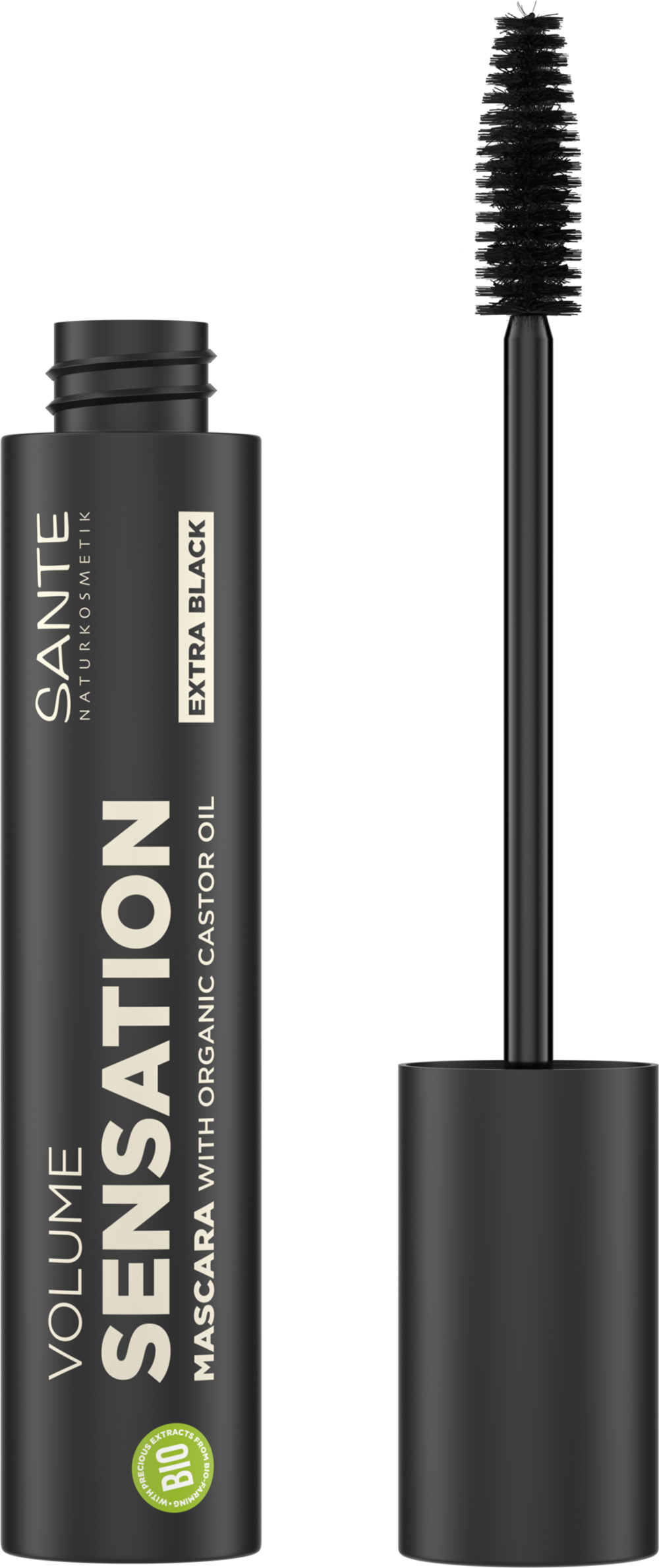 ТУШЬ ДЛЯ РЕСНИЦ "СЕНСАЦИОННЫЙ ОБЪЕМ" 01 ЭКСТРА-ЧЕРНАЯ с касторовым маслом, 12 мл (SANTE)