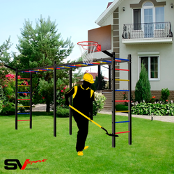 Монтаж уличной шведской стенки Sv Sport Рукоход х 2 (6 вертикальных столбов)