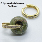 Ювелирные швензы с позолотой, фианиты, размер 16 мм, цена за пару