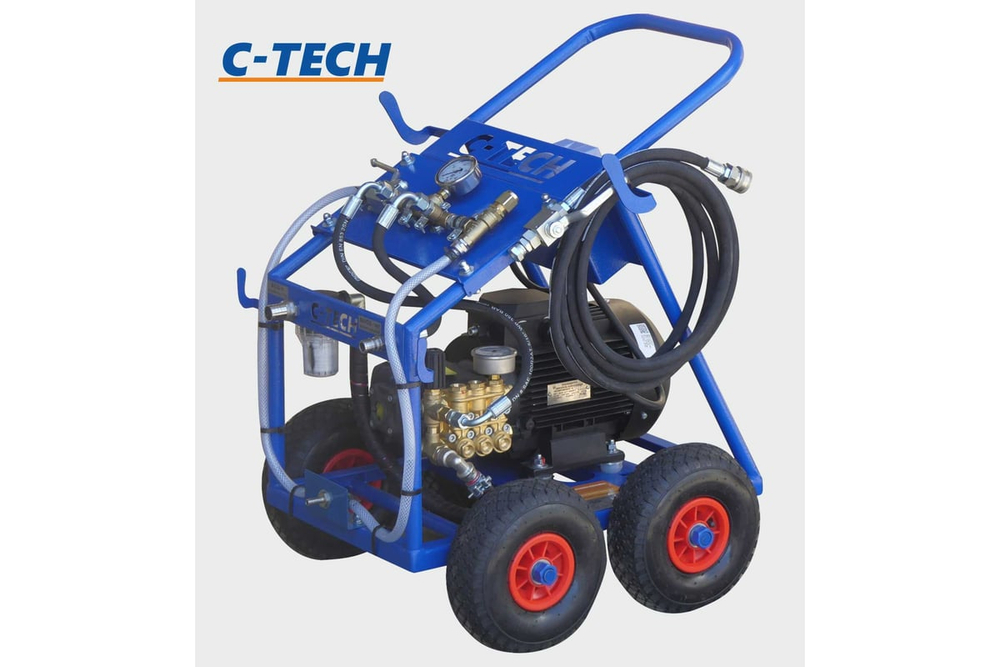 Установка опрессовочная в/давления C-TECH DN1520 (140 бар, до 1200 л/ч, 5.5 кВт, 380 В) мобильная