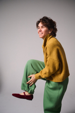 Брюки-бананы с начесом из футера "Трава"