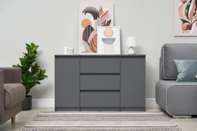 Комод двухстворчатый с 3-мя ящиками Эккервуд 2 графит серый