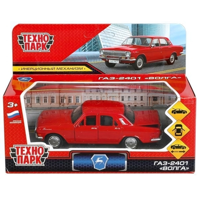 Модель ин. мет. "Волга ГАЗ-2401" 12см, открыв. двери, багажн. красный 2401-12-RD (Технопарк)