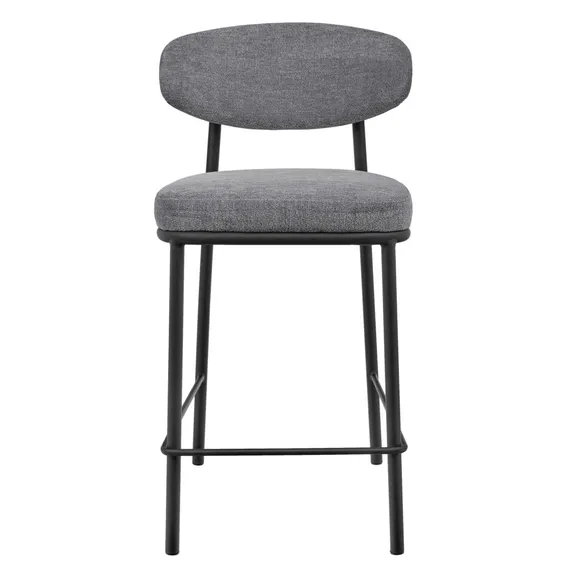 Полубарный стул Arvo 65 см, серый шенилл с черными ножками