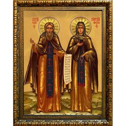 Сергий Радонежский и Сергий Шухтомский. Икона на холсте.