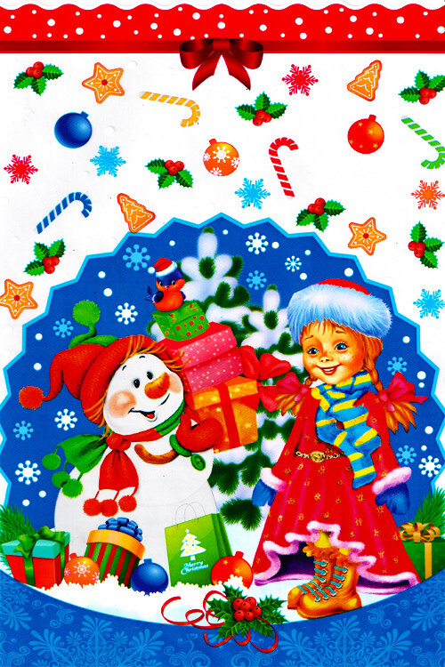 Пакет подарочный 20 х 30 см "Новогодний" с рисунком Полиэтиленовый