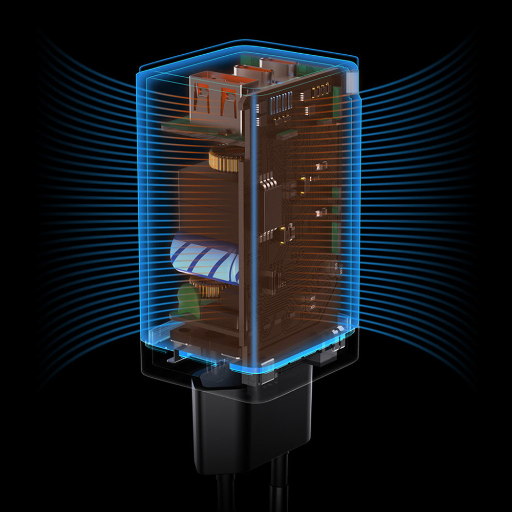 Сетевое зарядное устройство 65W Baseus GaN5 Pro Fast Charger 2C+U Черный (Black)