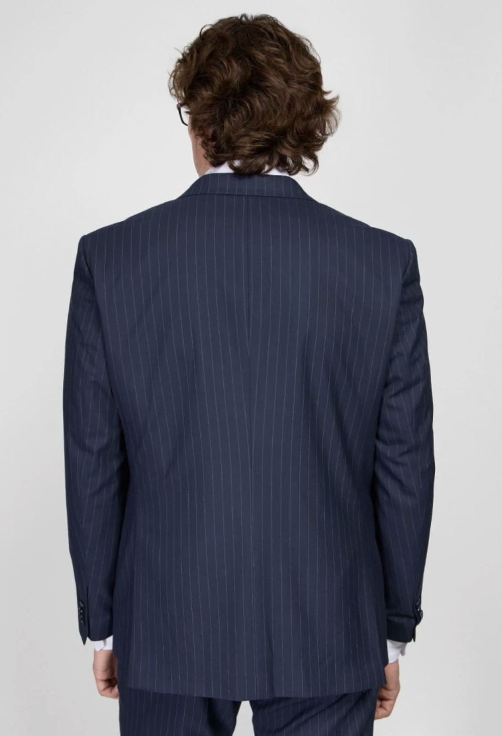 Мужской костюм тройка в полоску (синий) В81