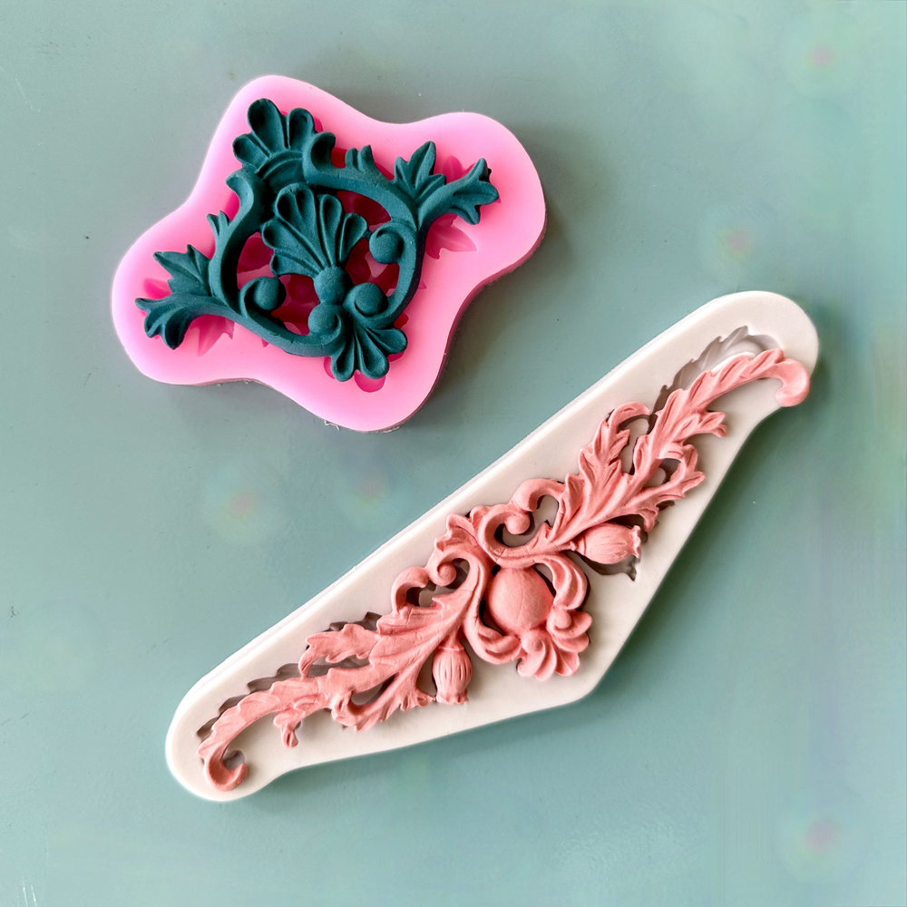 Молды силиконовые для творчества "Набор вензелей 2 молда. Лепнина 3" / Форма для вензелей из гипса, мыла, воска