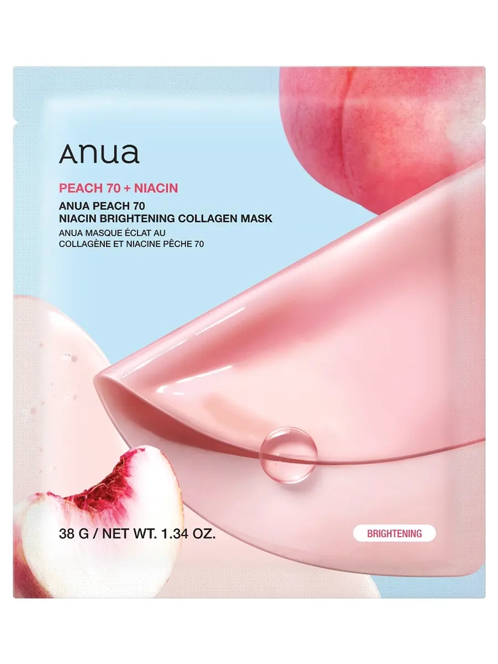 Anua Осветляющая гидрогелевая маска с ниацинамидом и коллагеном Peach 70 Niacin Brightening Collagen Mask 38 гр