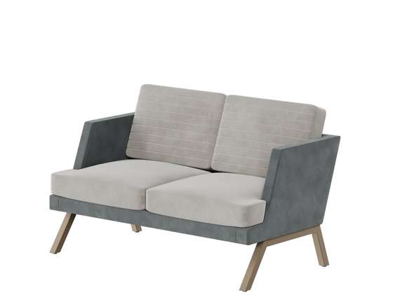 Алдо Диван двухместный ALD-02L Storm 022/Storm 017/Металл Капучино 1430*875*890