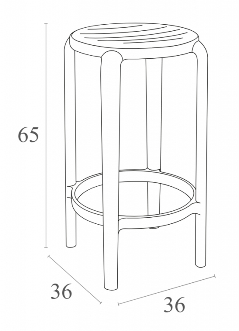 Табурет пластиковый полубарный Tom Bar 65