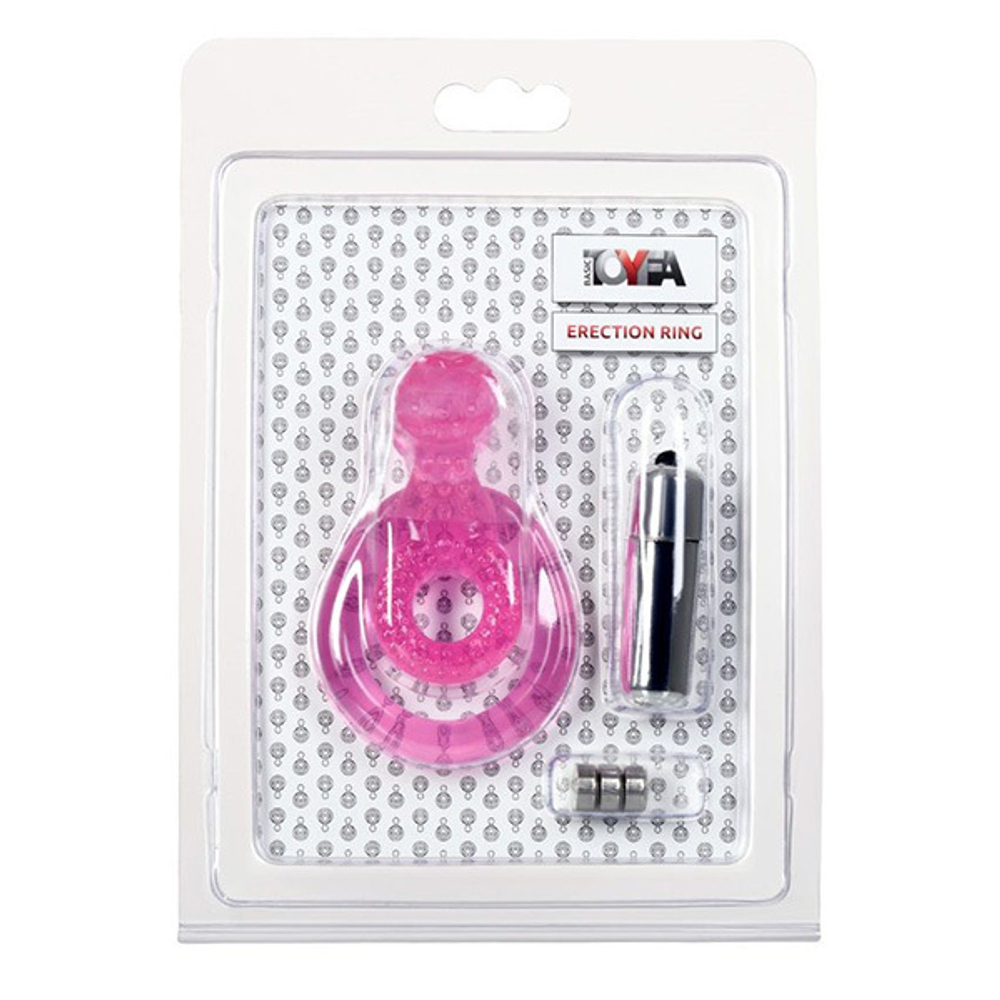 Розовая вибронасадка на пенис 2см и 3,5см со стимулятором клитора Язычок ToyFa Basic 888014