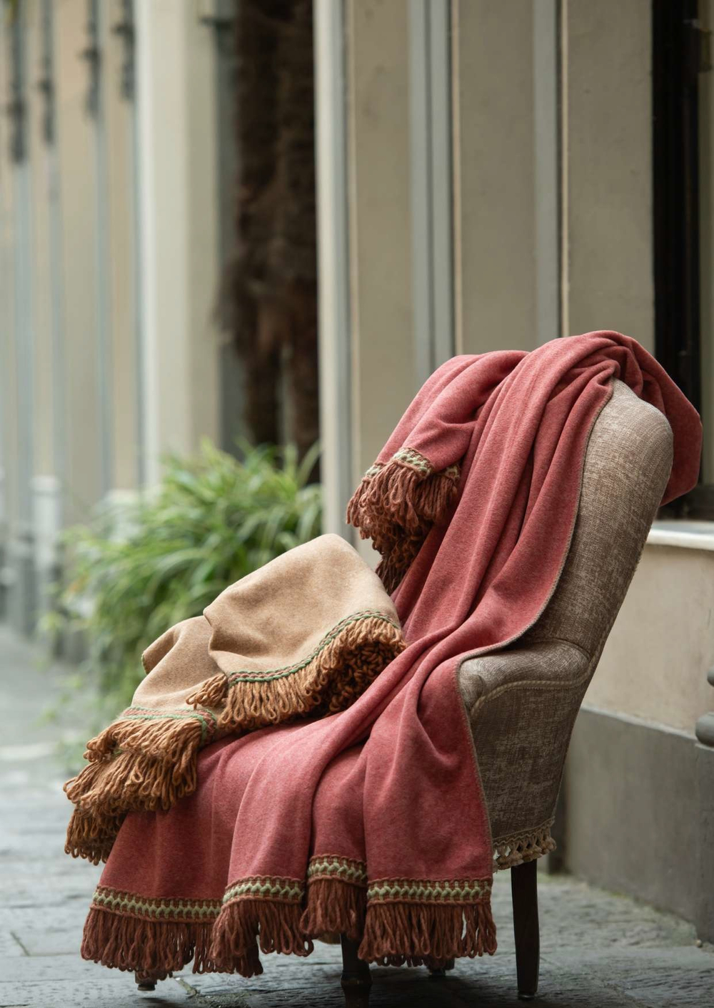 Плед 160х200 Frati Home Soft Bamboo Biscotto желто-коричневый с тесьмой Matisse