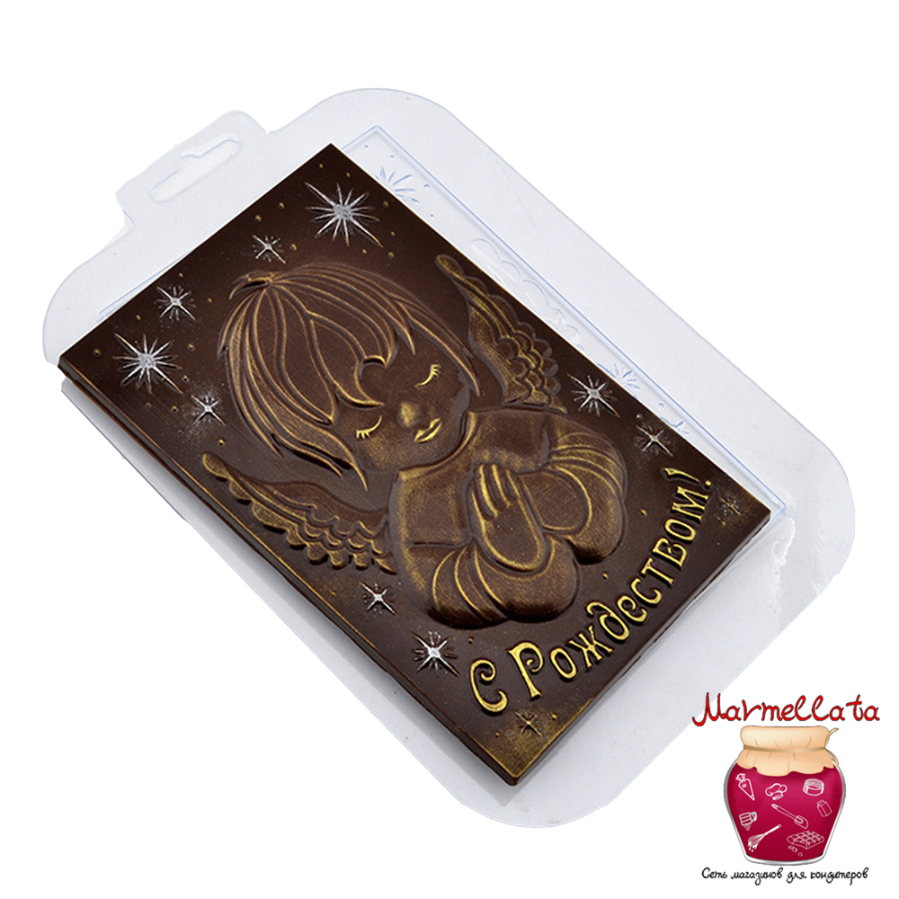 Форма для шоколада ПЛИТКА С РОЖДЕСТВОМ АНГЕЛ, пластик Форма для шоколада ПЛИТКА С РОЖДЕСТВОМ АНГЕЛ, пластик