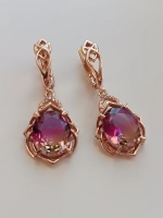 Серьги серебряные с аметрином синтетическим