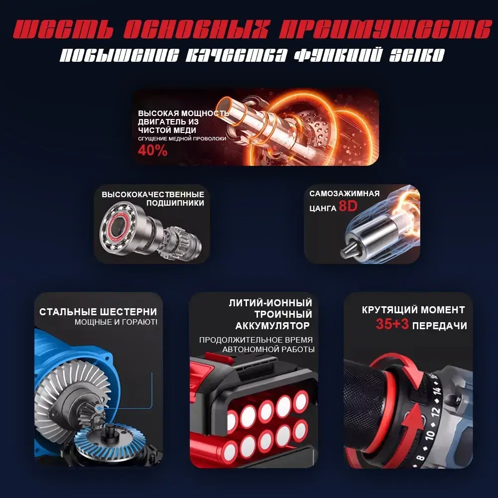 Mokital Дрель-шуруповерт, От аккумулятора, 16.8 В, 60 Нм, 2 АКБ