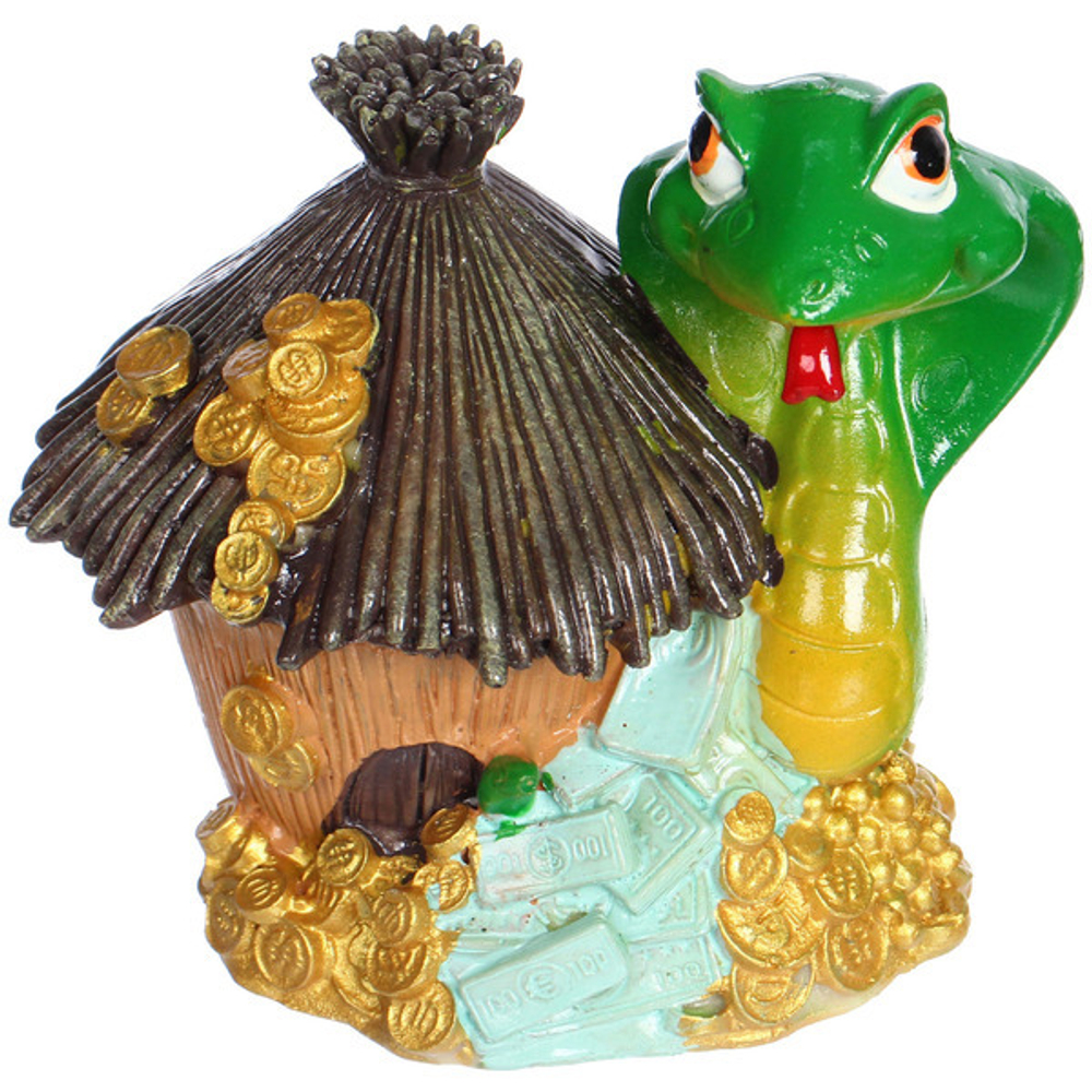 Фигурка новогодняя «Змейка в денежном домике» 9*6*10 см, микс