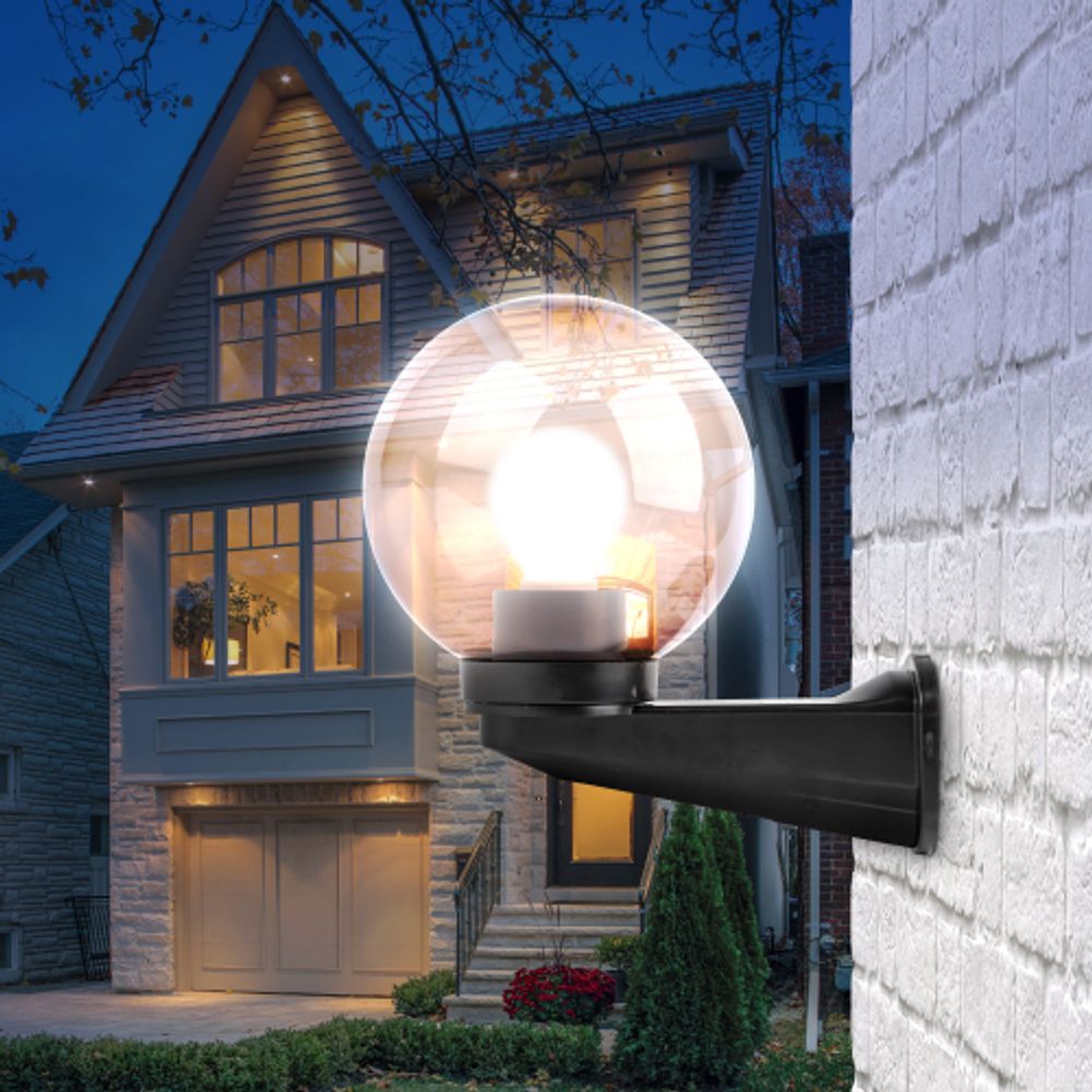 Садово-парковый светильник ЭРА НБУ 01-60-205 шар дымчатый настенный IP44 Е27 max60Вт d200mm | Садово-парковые светильники