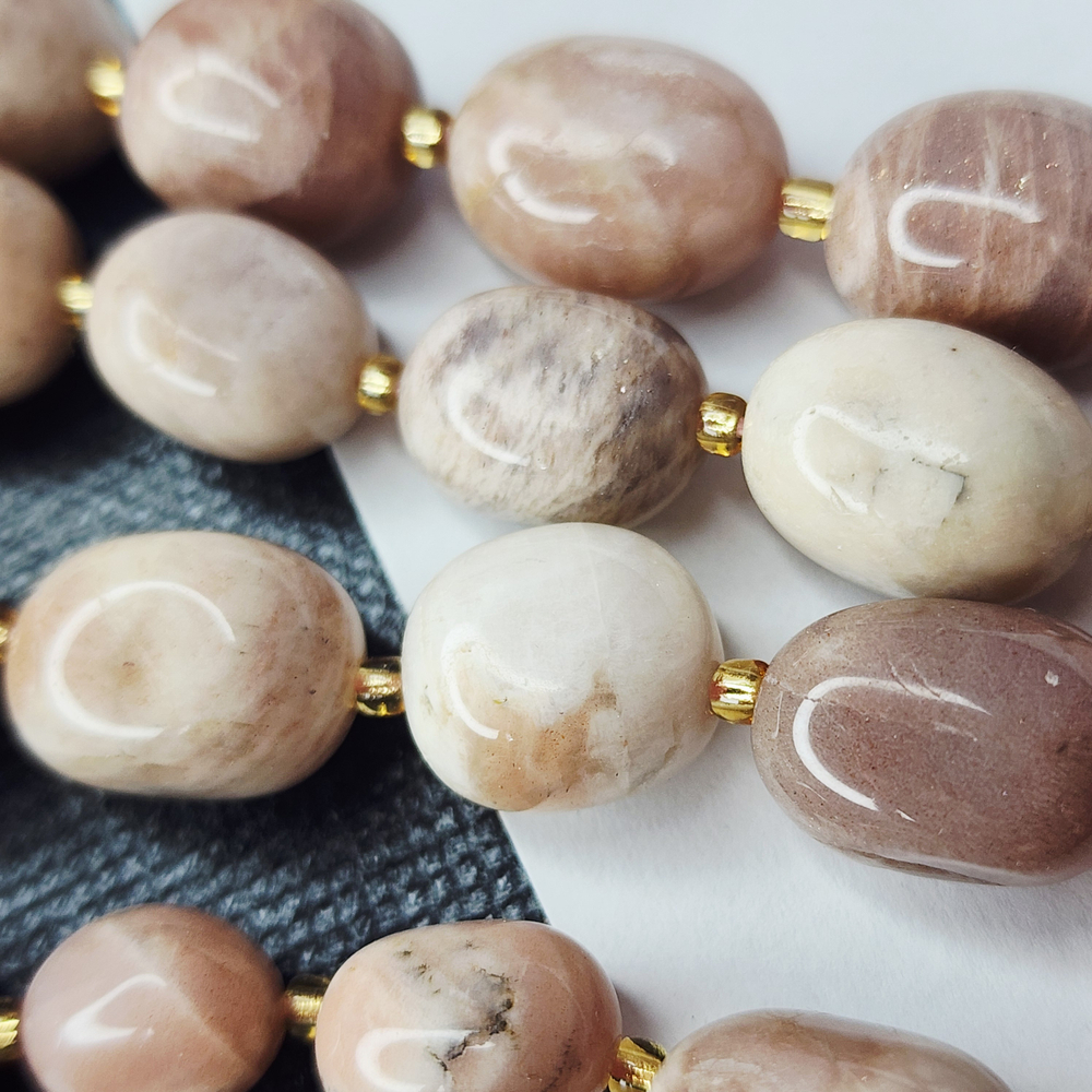 Солнечный камень, крупная галтовка, 12-15 мм, камни овалы бочонки, штучно