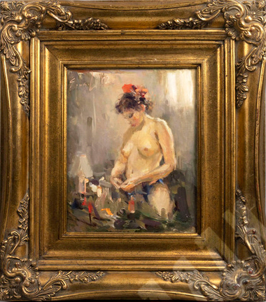 [Ню] Н/х. Обнаженная. Утро. Картон, масло. 2002 г.