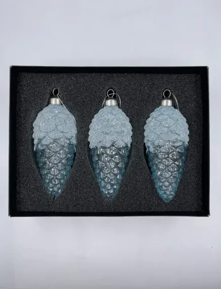 Набор елочных шишек Лесная Прохлада 14х6 см., голубой, стекло, 3 шт., Christmas DeLuxe (13121)