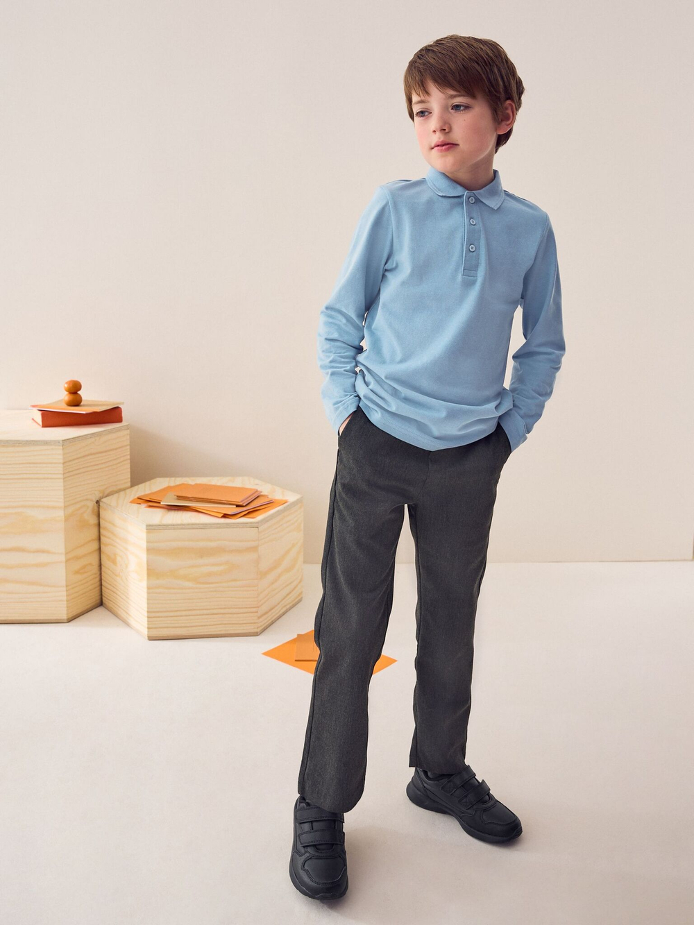 Поло с длинным рукавом для мальчика Next 726-441, 2 шт., Светло-синий