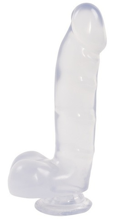 Прозрачный фаллоимитатор с мошонкой и присоской JELLY JEWELS