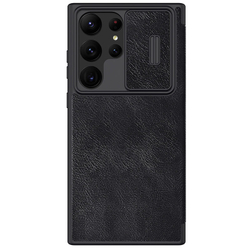 Кожаный чехол книжка от Nillkin для Samsung Galaxy S23 Ultra, серия Qin Pro Leather с защитной шторкой для камеры