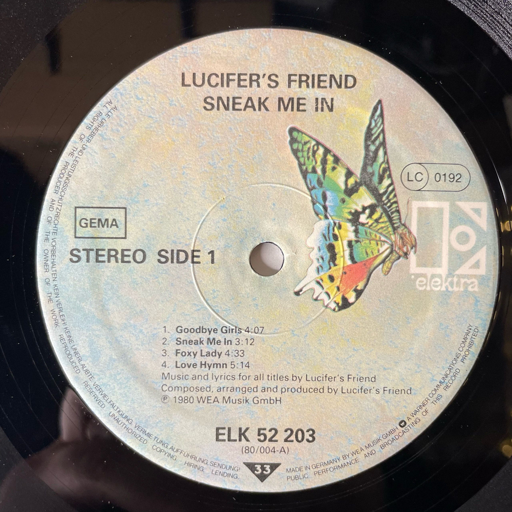 Винтажная виниловая пластинка LP Lucifer's Friend Sneak Me In (Германия 1980)