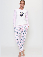 Элегантная пижама с брюками (Размер: L) (Цвет: белый с розовым)